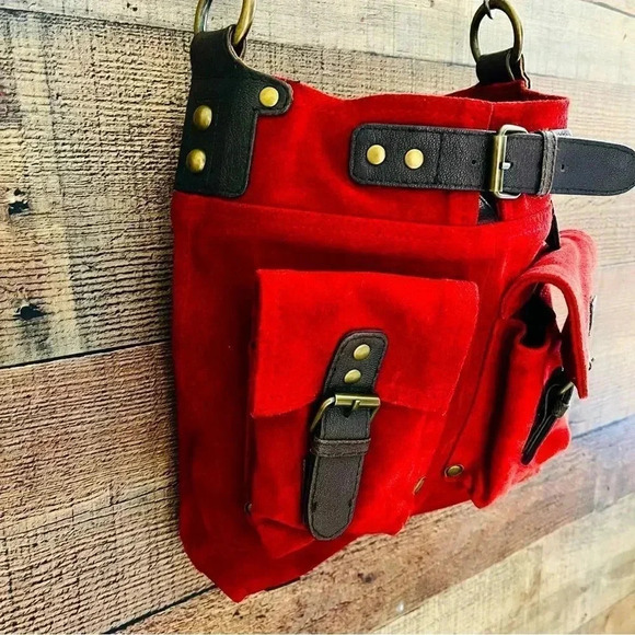 Mo & Co Red Suede Crossbody - Picture 6 of 13